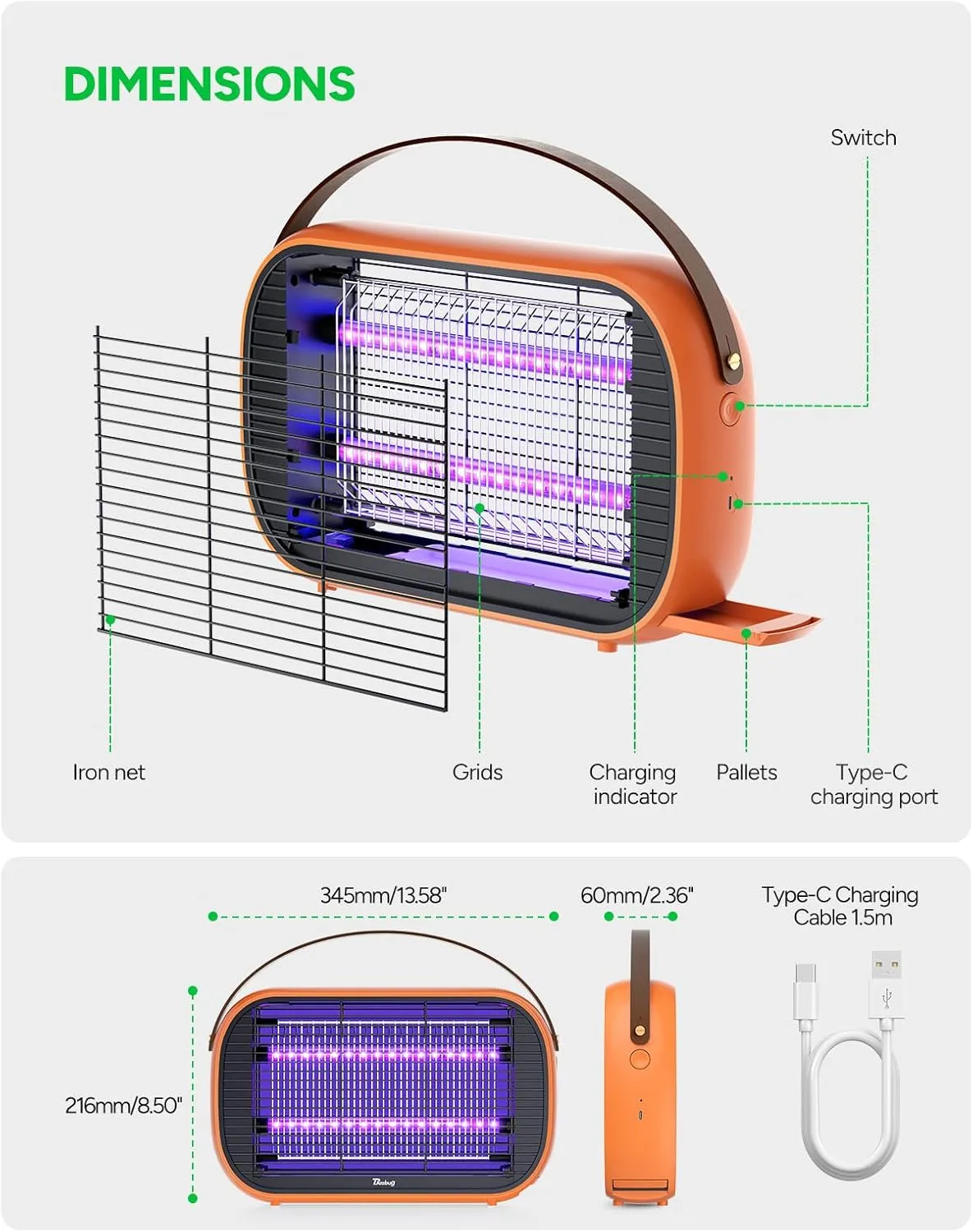 Buzbug LED Bug Zapper Outdoor Indoor, Durable 10 Years Lifespan Lamp,Portable Camping Mosquito Zapper, Fly Trap Mosquito Trap,Fly Zapper