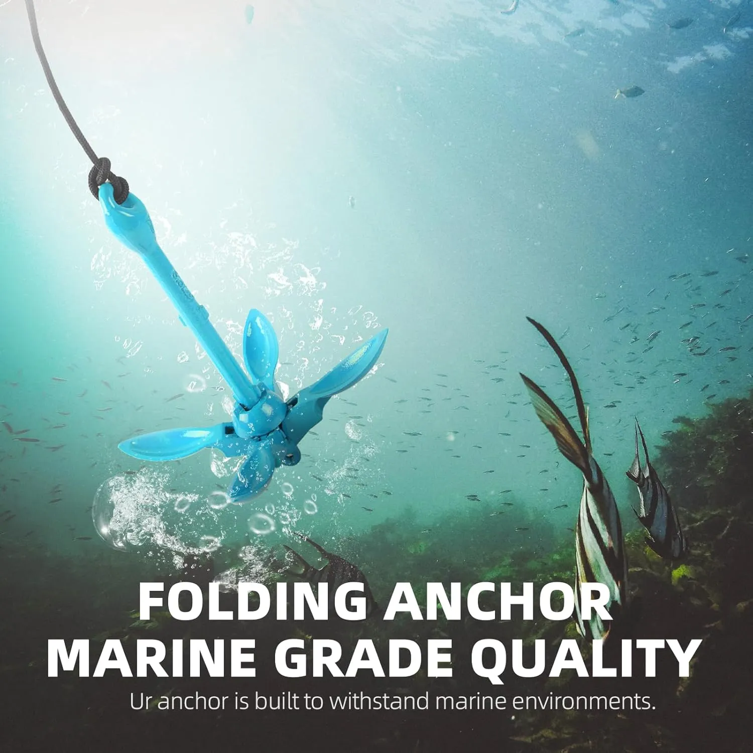 CALPALMY Folding Anchor with Rope Kit, 3.5lbs Versatile Grapnel Anchor for Inflatables Kayaks SUP Small Boats Skiffs and Canoes Trips, 32ft Marine Rope with Marker Buoy
