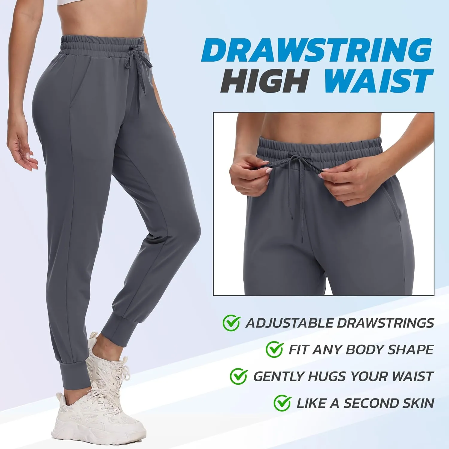 CAMPSNAIL 4 Pack Joggers for Women - Sweatpants with Pockets Lightweight Comfy Yoga Pants for Workout Travel Lounge