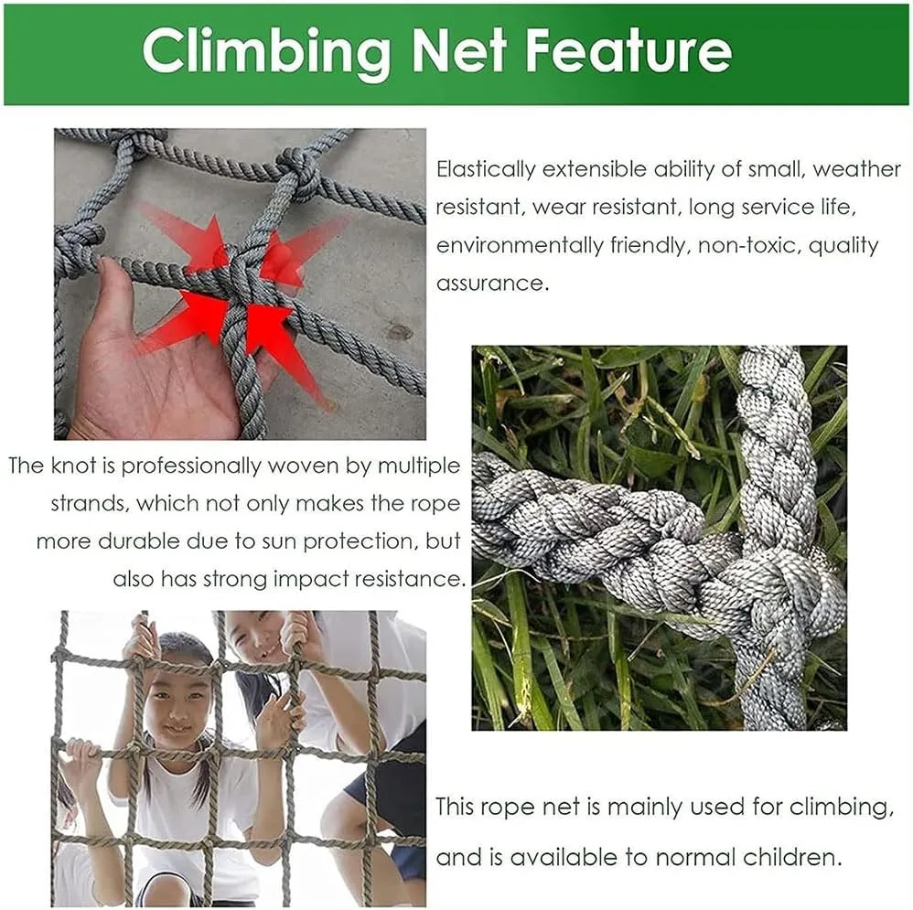 Cargo Climbing Net Outdoor Treehouse Nylon Truck Trailer Nets Playground Heavy Duty Swings Net Safety Net Cargo Net Child Playground Climbing Netting (Color : 6mm-8cm, Size : 1X3m/3.3X9.8ft)