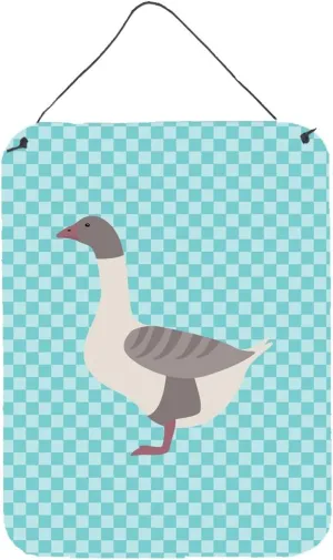Caroline's Treasures BB8075DS1216 Buff Grey Back Goose Blue Check Wall or Door Hanging Prints Aluminum Metal Sign Kitchen Wall Bar Bathroom Plaque Home Decor Front Door Plaque, 12x16, Multicolor