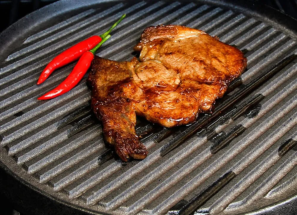 Cast Iron Griddle Plate 30cm Round BBQ Pan Cooking Grill for Stove & Oven