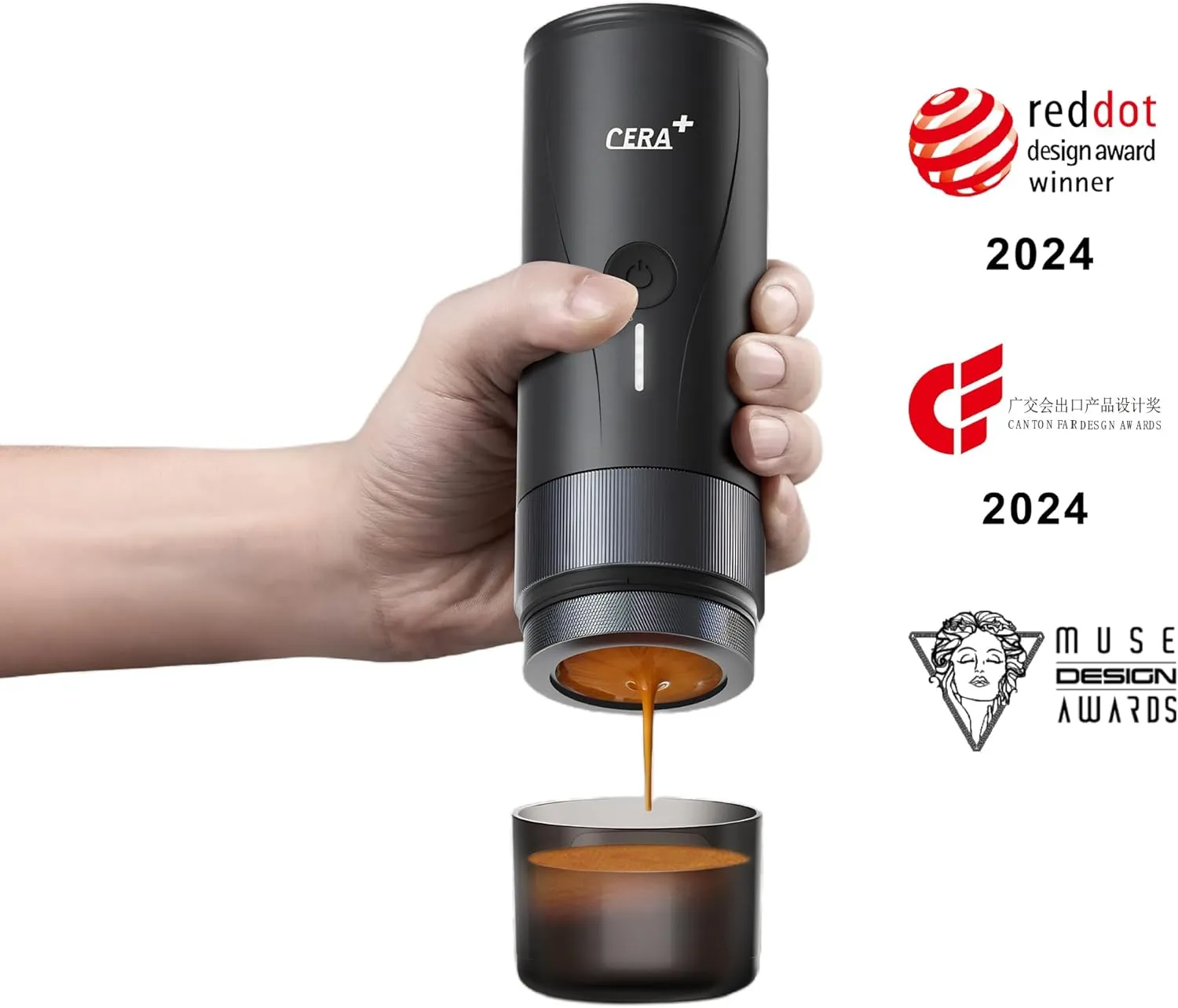 CERA  Portable Espresso Maker Pro Version Self-Heating Professional-Level Mini Coffee Machine Compatiable with Ultra-Fine Grind For Travel,Camping,Hiking