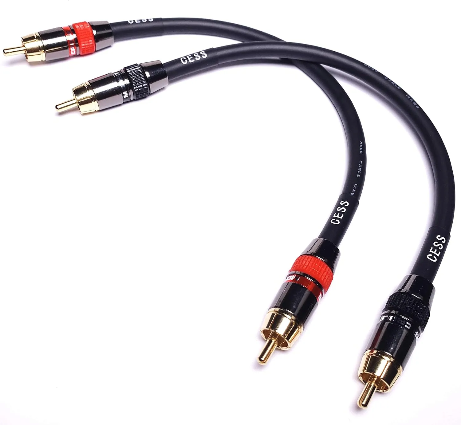 CESS-163-2f Heavy Duty Low Noise 12AWG Premium RCA Audio Patch Cable (2 Feet)