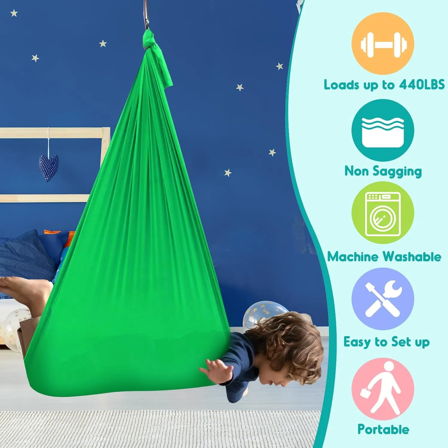 Chihee Sensory Swing Therapy Swing Hammock Indoor Outdoor for Kids, Hardware Included, Soft Breathable Nylon Cuddle Swing Joy Hammock for Child Adult with Autism, ADHD, Aspergers, Sensory Integration