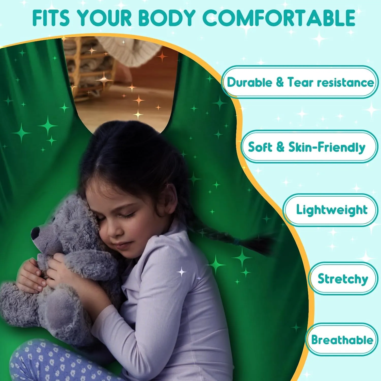 Chihee Sensory Swing Therapy Swing Hammock Indoor Outdoor for Kids, Hardware Included, Soft Breathable Nylon Cuddle Swing Joy Hammock for Child Adult with Autism, ADHD, Aspergers, Sensory Integration