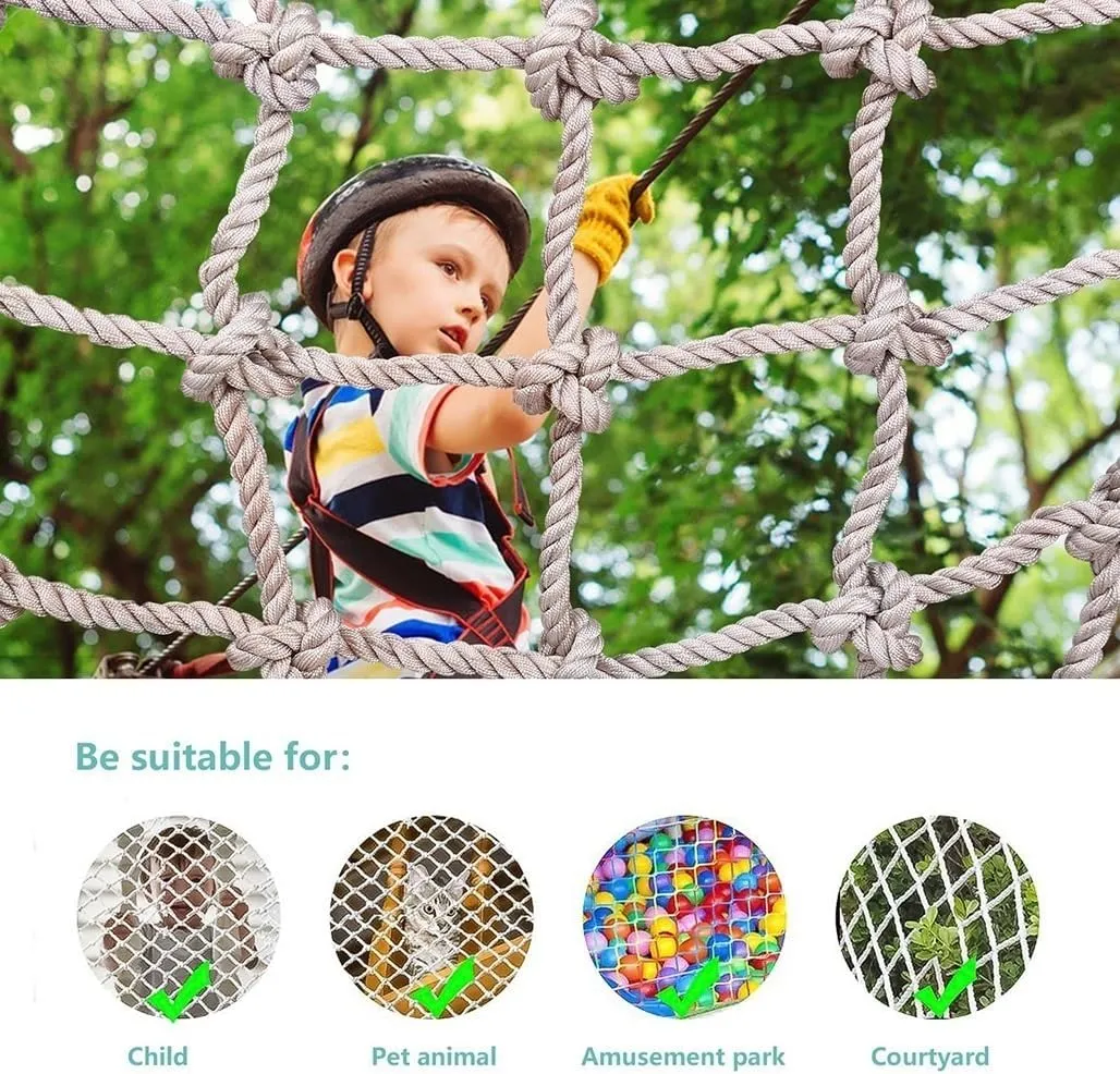 Child Safety Net Cargo Climbing Net Dia 10mm Outdoor Net Hammock Swing Safety Climbing Frame Climb Rope Netting Climbing Net(10mm-10cm,1X1m/3.3X3.3ft)