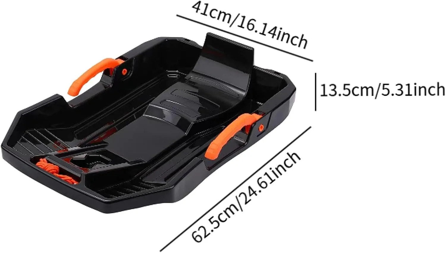 Children Downhill Toboggan Snow Sled with Brake Grass Sled Portable Length 62cm Versatile Dunes Sand Sled with Two Meter Rope