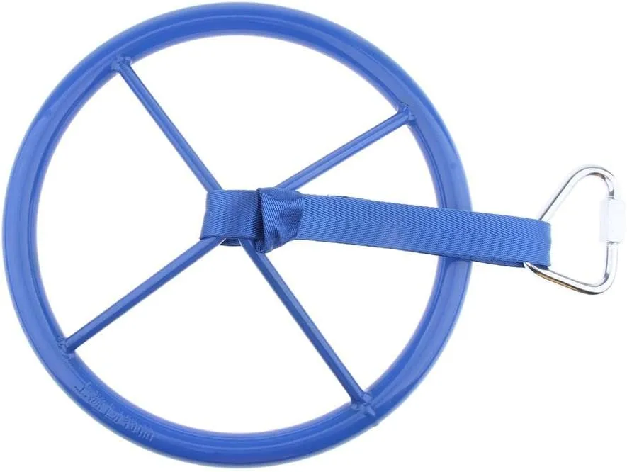 Children Outdoor Play Sport Equipment Kids Ninja Wheel with Safety Carabiner, Blue