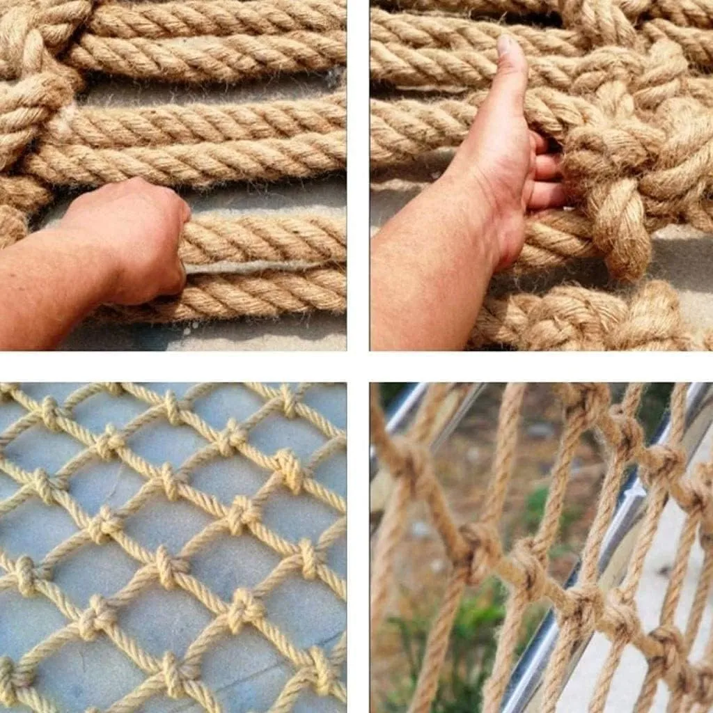 Children's Climbing net 10MM/15CM Climbing Netting for Playground Safety Hemp Rope Net Heavy Duty Cargo Rope Truck Trailer Net Balcony Fence Outdoor Terrace(3m*4m)