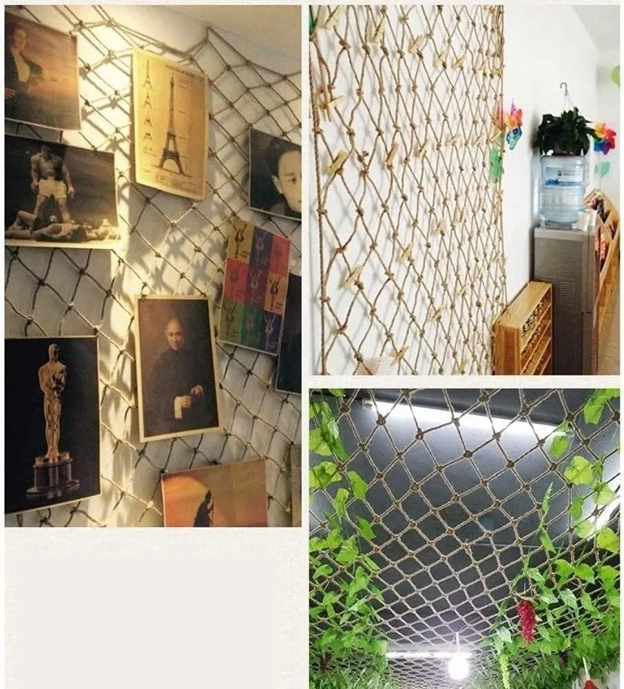 Children's Climbing net 10MM/15CM Climbing Netting for Playground Safety Hemp Rope Net Heavy Duty Cargo Rope Truck Trailer Net Balcony Fence Outdoor Terrace(3m*4m)