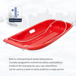 Children's Snow Sled - Durable, Cold-Resistant Toboggan with Reinforced Handles and Pull Rope, Ideal for Kids Ages 4  - 35x17x4.5 Inches