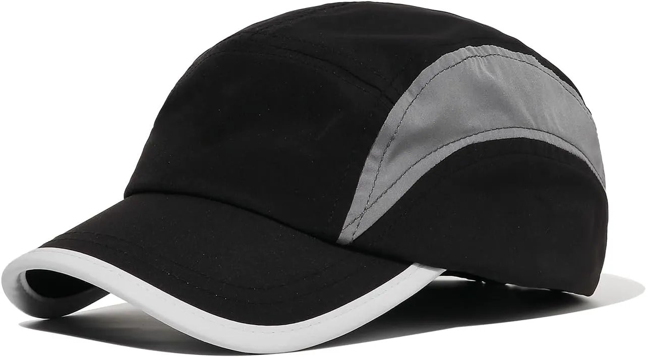 Clakllie Classic Short Brim Soft Top Hat Runner Hat Adjustable Lightweight Camping Hat Unstructured Performance Hat,Black