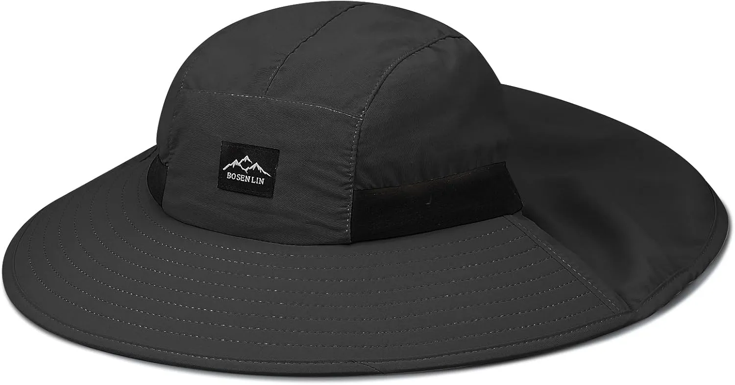 Clakllie Waterproof Wide Brim Sun Hat with Neck Flap UPF 50  Fishing Hats Sun Protection Gardening Safari Hat for Hiking