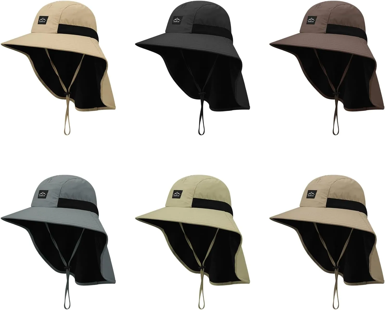 Clakllie Waterproof Wide Brim Sun Hat with Neck Flap UPF 50  Fishing Hats Sun Protection Gardening Safari Hat for Hiking