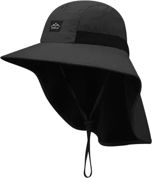 Clakllie Waterproof Wide Brim Sun Hat with Neck Flap UPF 50  Fishing Hats Sun Protection Gardening Safari Hat for Hiking