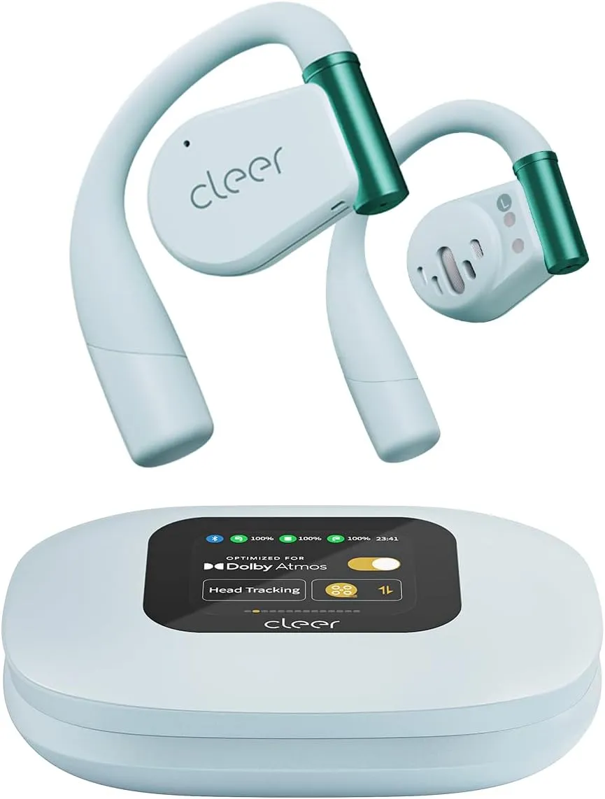 Cleer ARC 3 Open Ear Headphones - Dolby Audio, Snapdragon Sound True Wireless Earbuds, 50Hr Battery, Bluetooth 5.4, IPX 7, Multi-Point, Smart Controls, Wireless Charging Smart Case, Comfort Fit, Blue