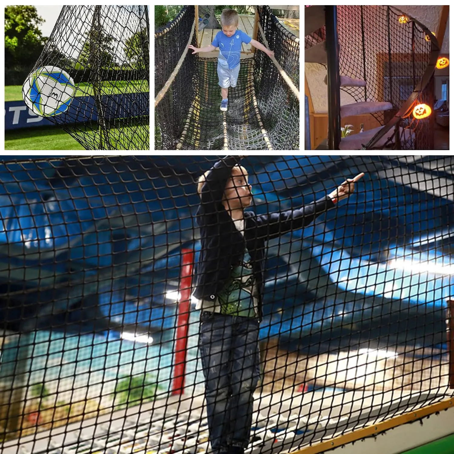 Climbing Cargo Net for Kids Outdoor Balcony & Playground Safety Net - Knotless Polyester Sports Netting