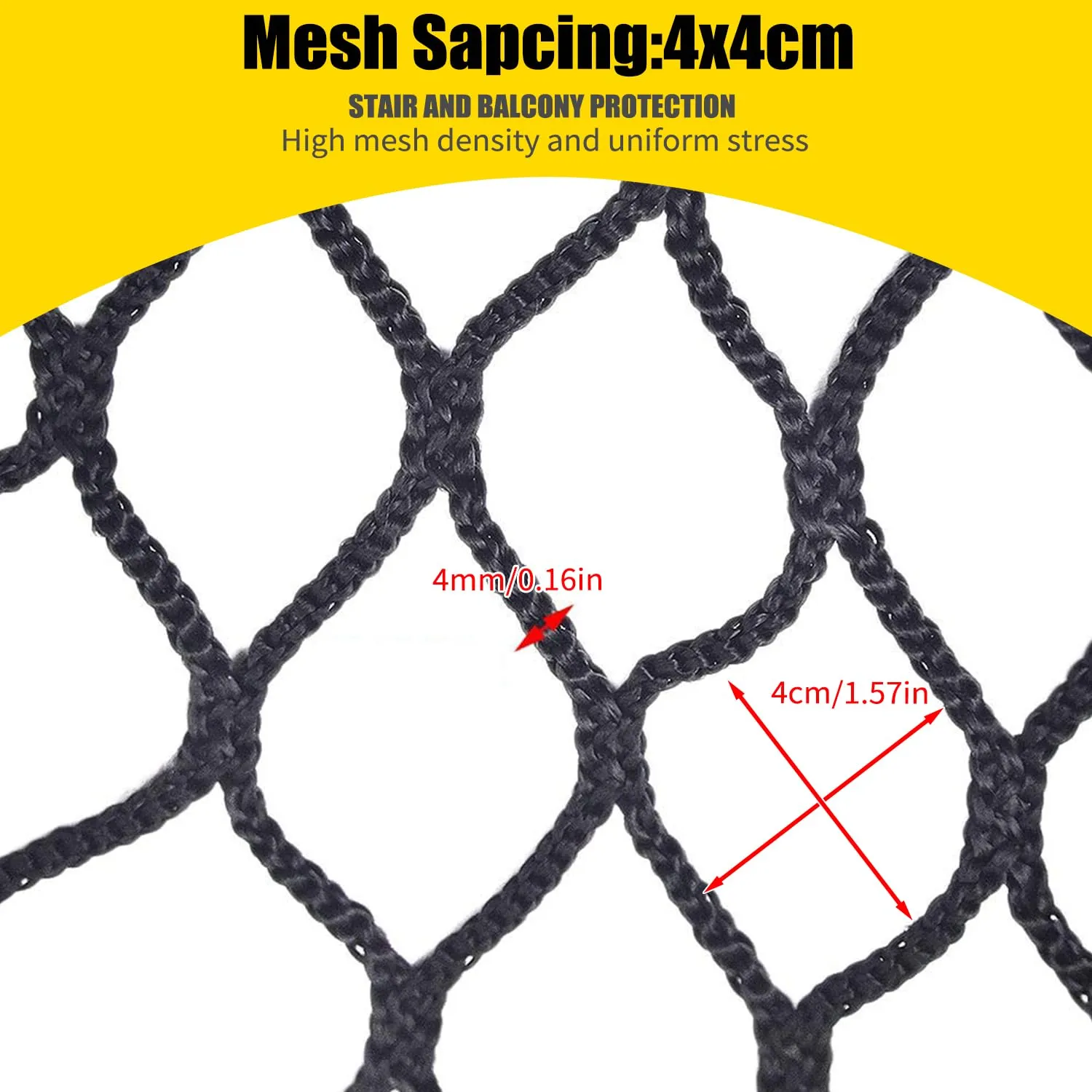 Climbing Cargo Net for Kids Outdoor Balcony & Playground Safety Net - Knotless Polyester Sports Netting