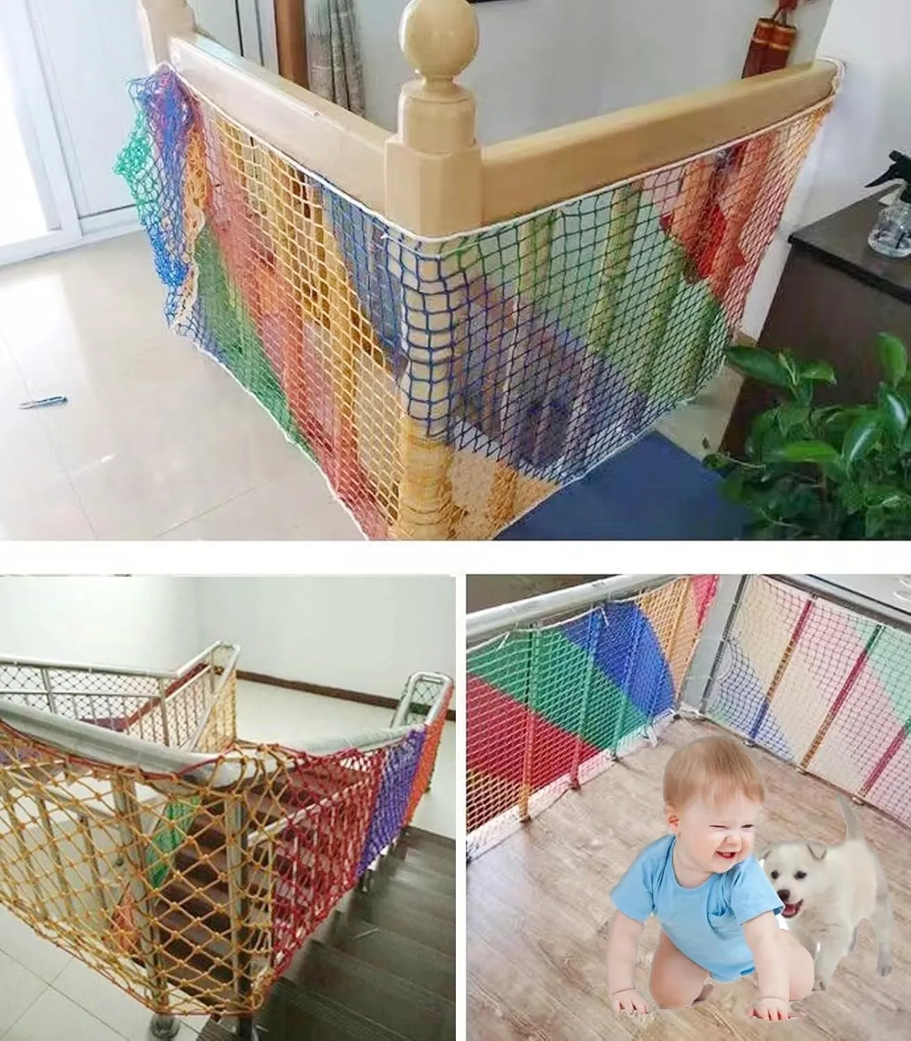 Climbing Cargo Net for Kids,Balcony Safety Net for Kids,Playground Stairway Railing Safety Netting for Children Pets Toys Knotless Polyester Sports Netting 3.3X9.9FT