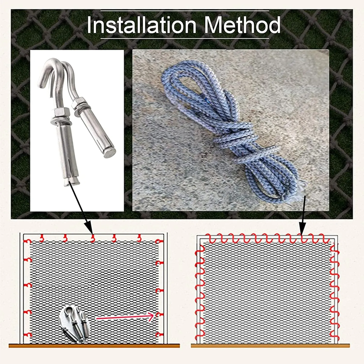 Climbing Cargo Net Kids Playground Patio Fence Protection Net for Kids Safety Netting Pet Rope Netting for Indoor Outdoor,236.22 * 314.96 inch