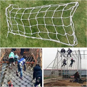 Climbing Cargo Net, Playground Climbing Net Kids Outdoor Safety Protection Net,Frame Rope Ladder Military Obstacle Course Adults Cargo Net,27.9 * 29.5ft