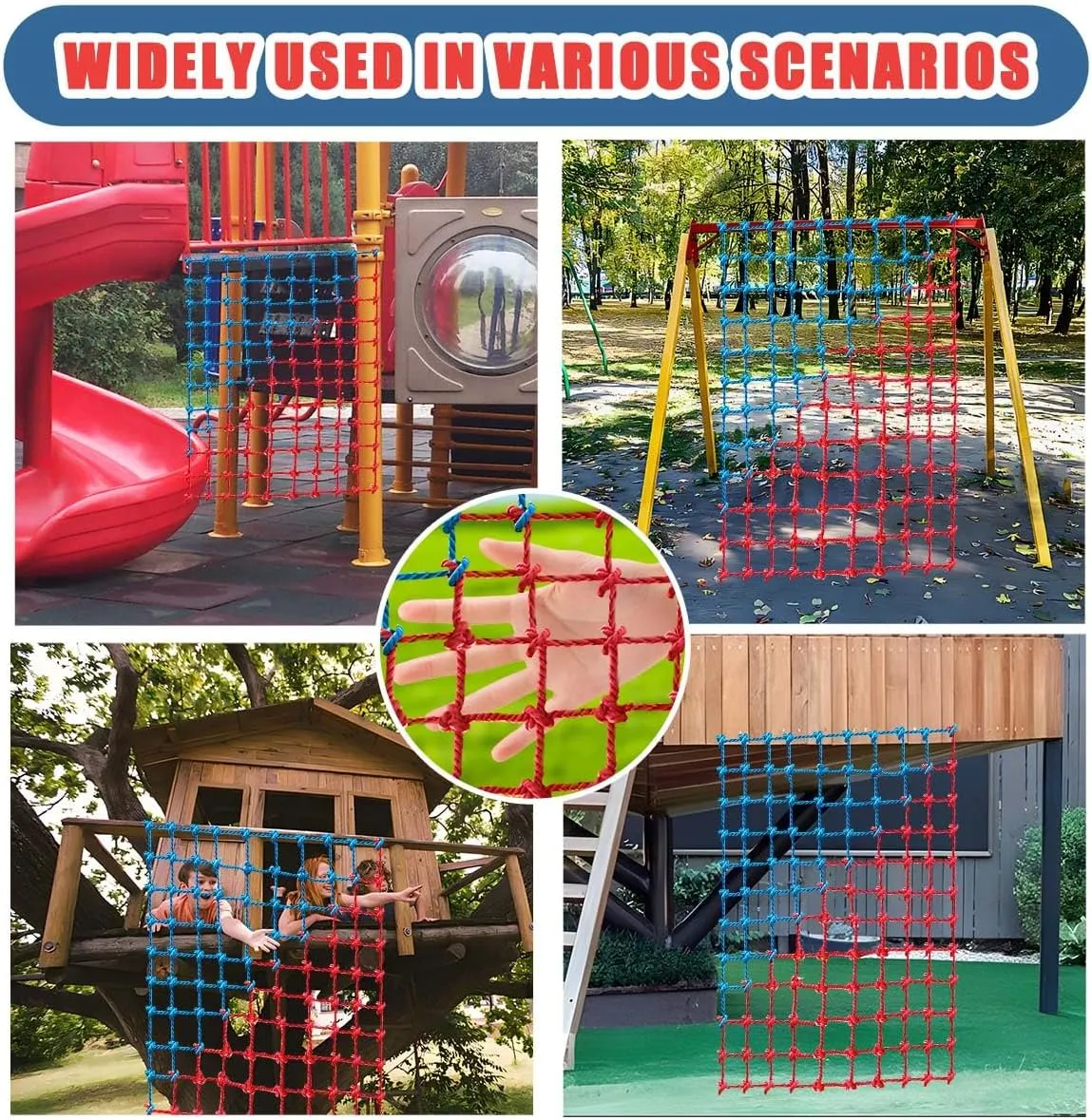 Climbing Cargo Net, Polyester Playground Climbing Net, Heavy Duty Large Military Climbing Net for Kids Outdoor, Kids Safety Protection Net, Rope Ladder, Jungle Gyms, Swingset, Treehouse