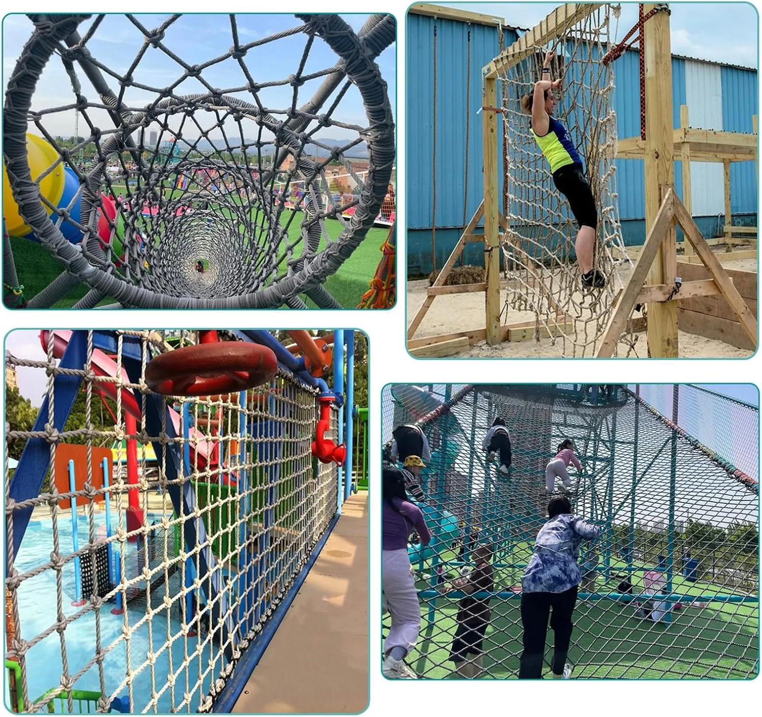 Climbing Cargo Net Rope Safety Net for Kids Outdoor Play Equipment Rope Ladder Jungle Gyms Playground Swingset Treehouse Obstacle Training,19.7 * 29.5ft