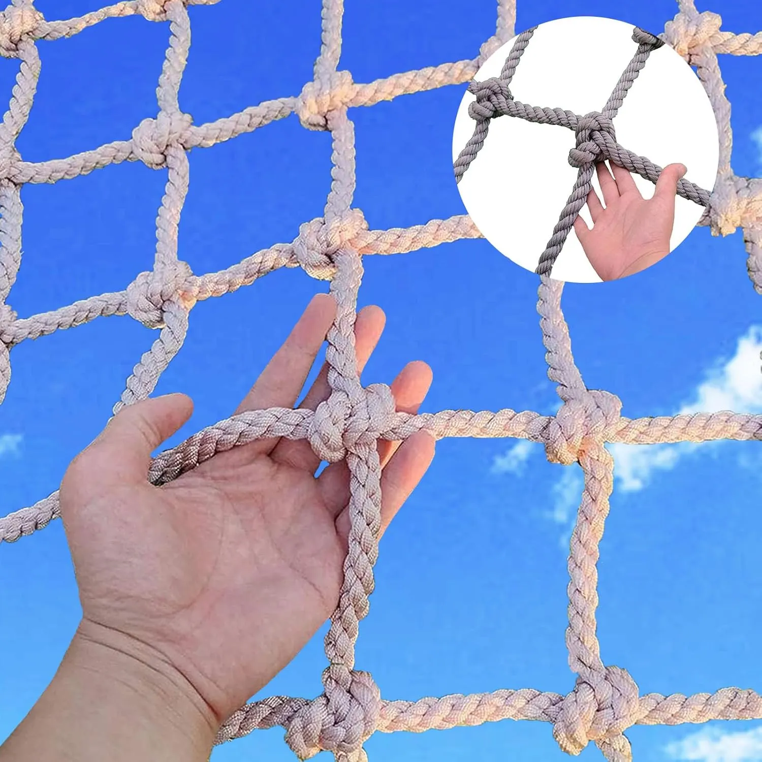 Climbing Cargo Net Rope Safety Net for Kids Outdoor Play Equipment Rope Ladder Jungle Gyms Playground Swingset Treehouse Obstacle Training,19.7 * 29.5ft