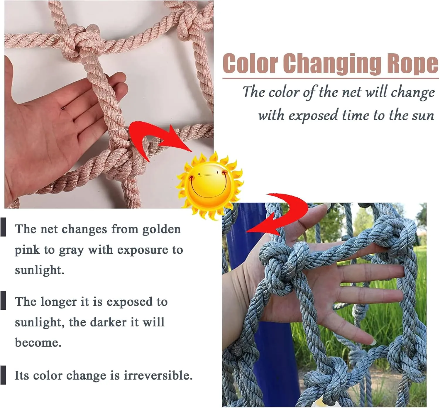 Climbing Cargo Net,Rope Net Ladder for Gyms Playground Training Tree House,Indoor and Outdoor Swing Set,Safety Protection Net(Size:6.6 * 6.6ft)