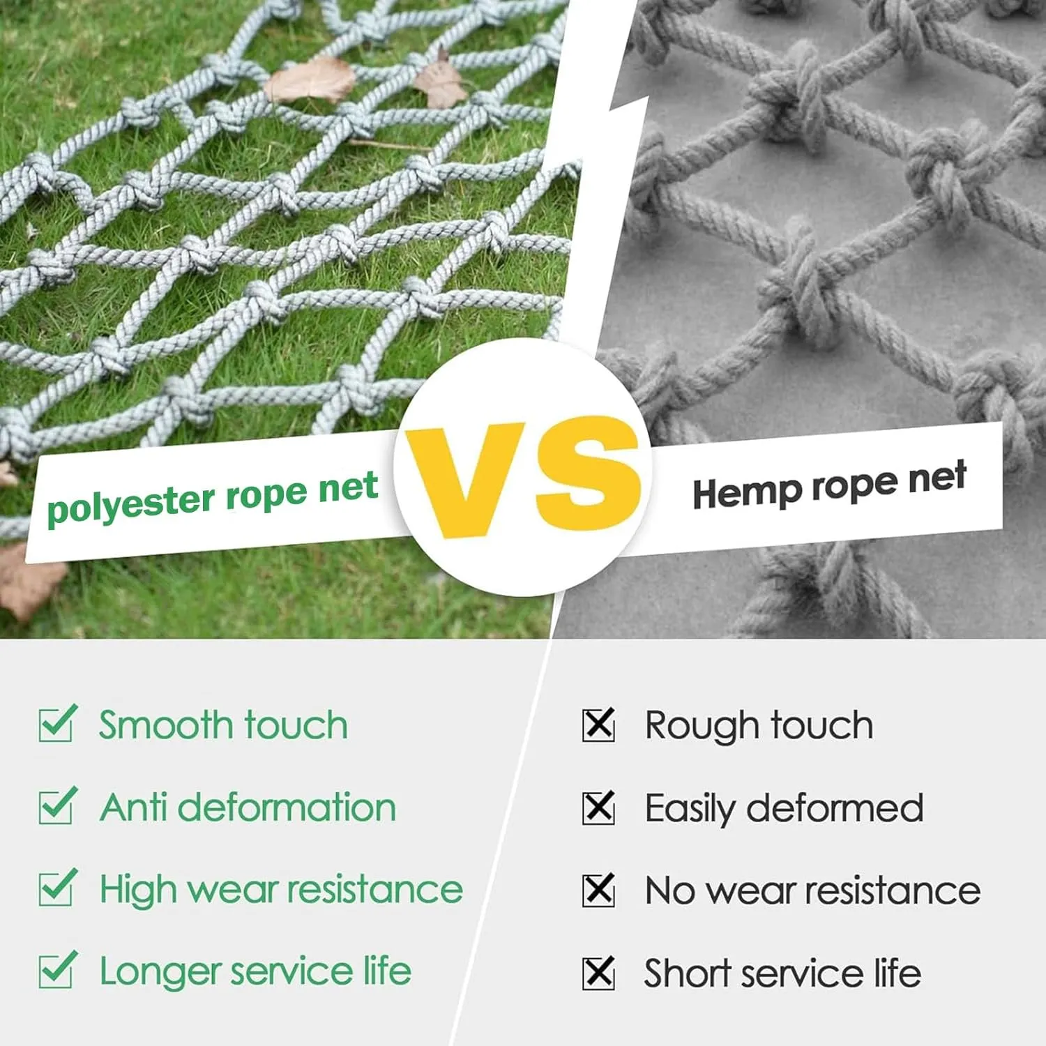Climbing Cargo Rope Net, Safety Protection Net, Polyester Playground Climbing Net, Heavy Duty Climbing Net for Outdoor, Rope Ladder, Swingset, Treehouse(Size:2Mx8M(6.6FTx26.2FT))