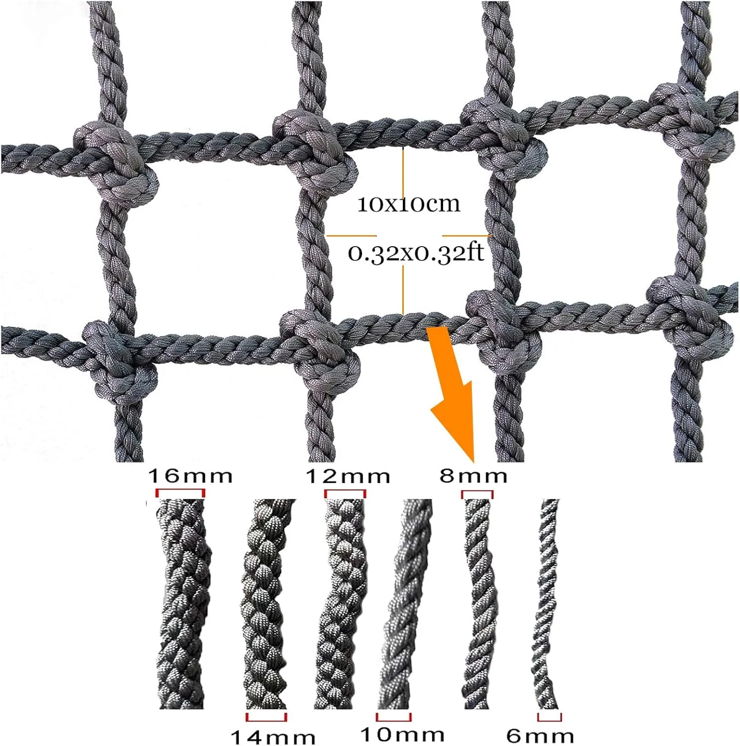 Climbing Cargo Rope Net Safety Protection Net, Polyester Playground Climbing Net, Heavy Duty Climbing Net for Outdoor, Rope Ladder, Treehouse(Size:1Mx4M(3.3FTx13.1FT))