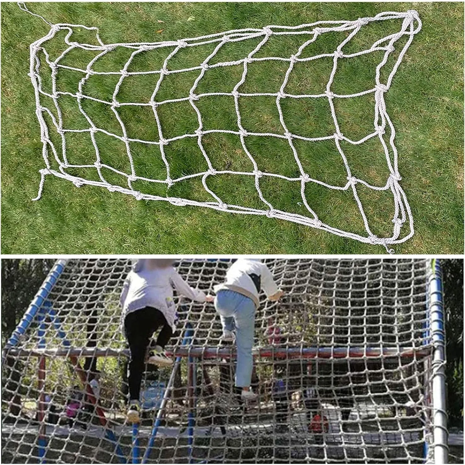 Climbing Frame Net for Kids Outdoor Playground - Durable Hemp Rope Netting, Jute Rope Nets for Treehouse, Cargo Climbing, Children's Fitness Equipment(8 * 9m)