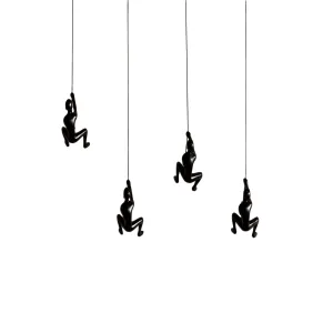 Climbing Man Classic Wall-Art Sculpture | 4-Pack | Black