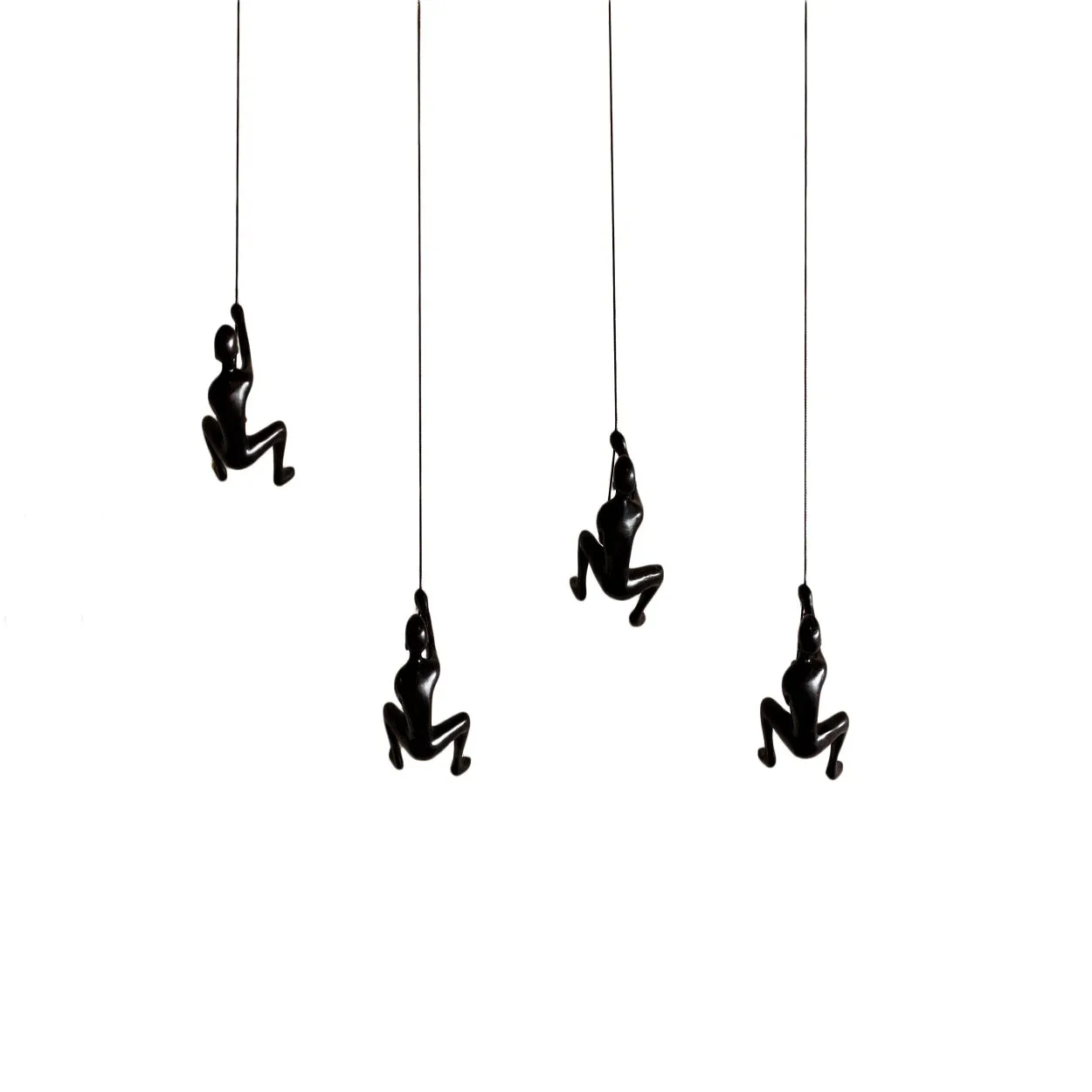 Climbing Man Classic Wall-Art Sculpture | 4-Pack | Black