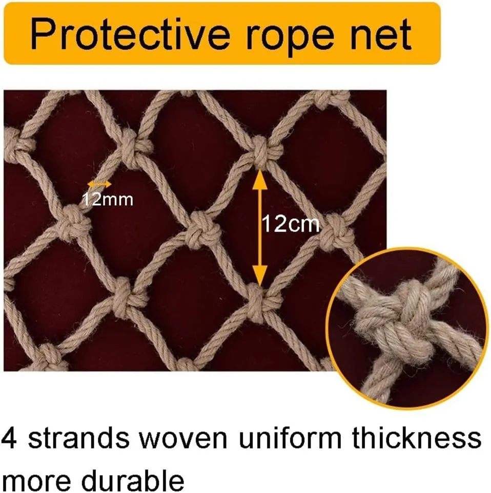 Climbing Net for Kids, Treehouse Safety Net Child Swing Fence Netting Rope Ladder Truck Trailer Heavy Duty Cargo Net(12mm-12cm,1x5m)