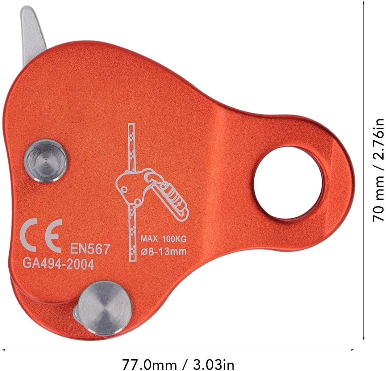 Climbing Rope Grip Rope Clip Ascender Ascender Regulator Aluminum Fall Arrest Device Self Locking 8 13mm Climbing Rope Grip for Outdoor Climbing Alpinism Orange