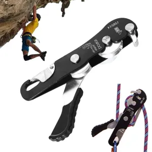 Climbing Stop Descender with Hand Control - Self-Locking Anti-Panic Belay Device for Rope Rescue and Rappelling