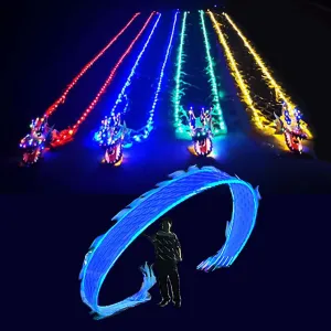 CMYUN Dragon Poi 6/8/10m Led Dragon Poi with Lights ＆ Head, Adult Kid Art Dance Ribbon for Fitness Gym, Portable Spinning Streamer Kit with Bag, Flinging Juggling(Blue,Length - 6m/19.5ft)