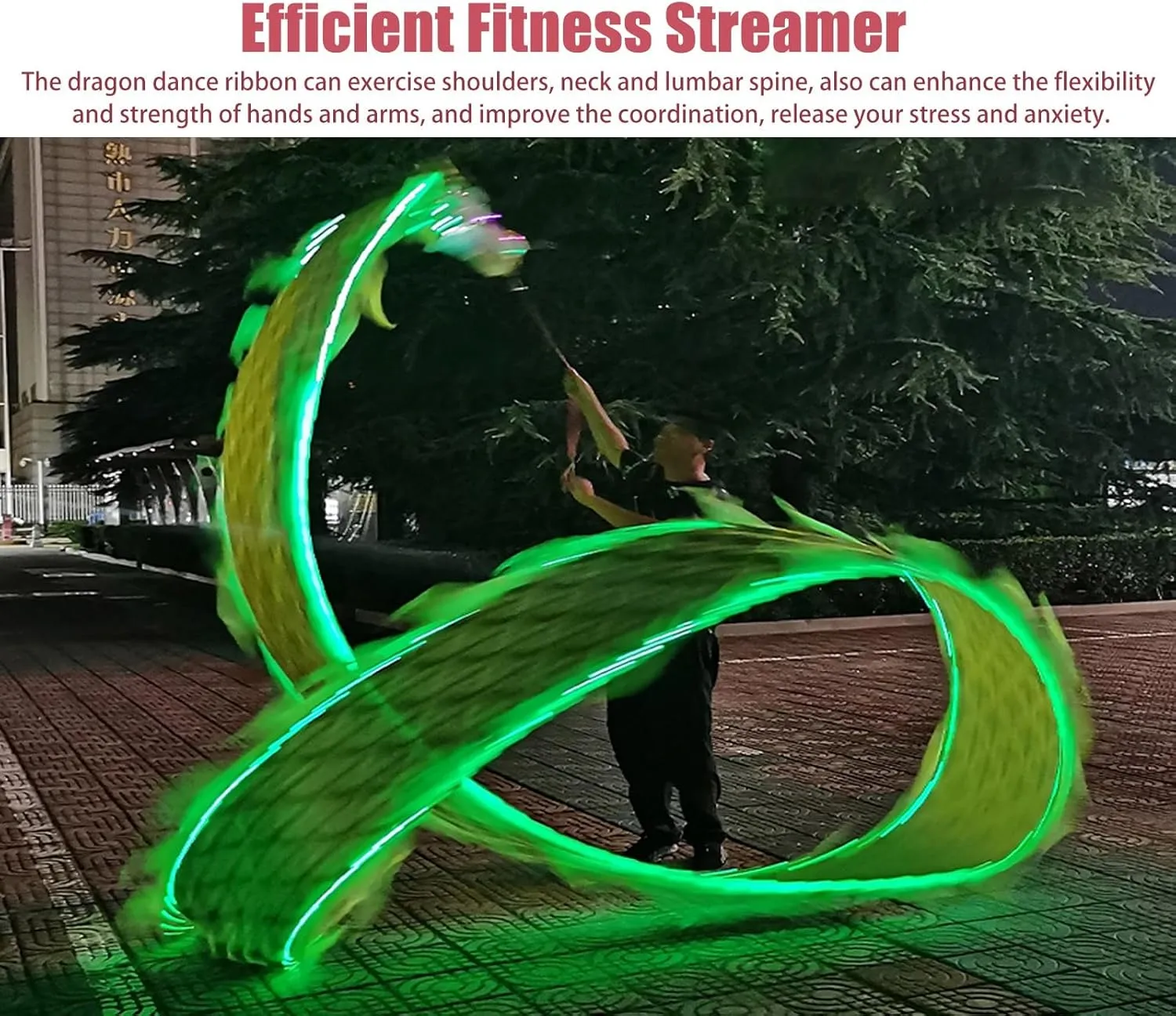 CMYUN Dragon Poi 6/8/10m Led Dragon Poi with Lights ＆ Head, Adult Kid Art Dance Ribbon for Fitness Gym, Portable Spinning Streamer Kit with Bag, Flinging Juggling(Blue,Length - 6m/19.5ft)