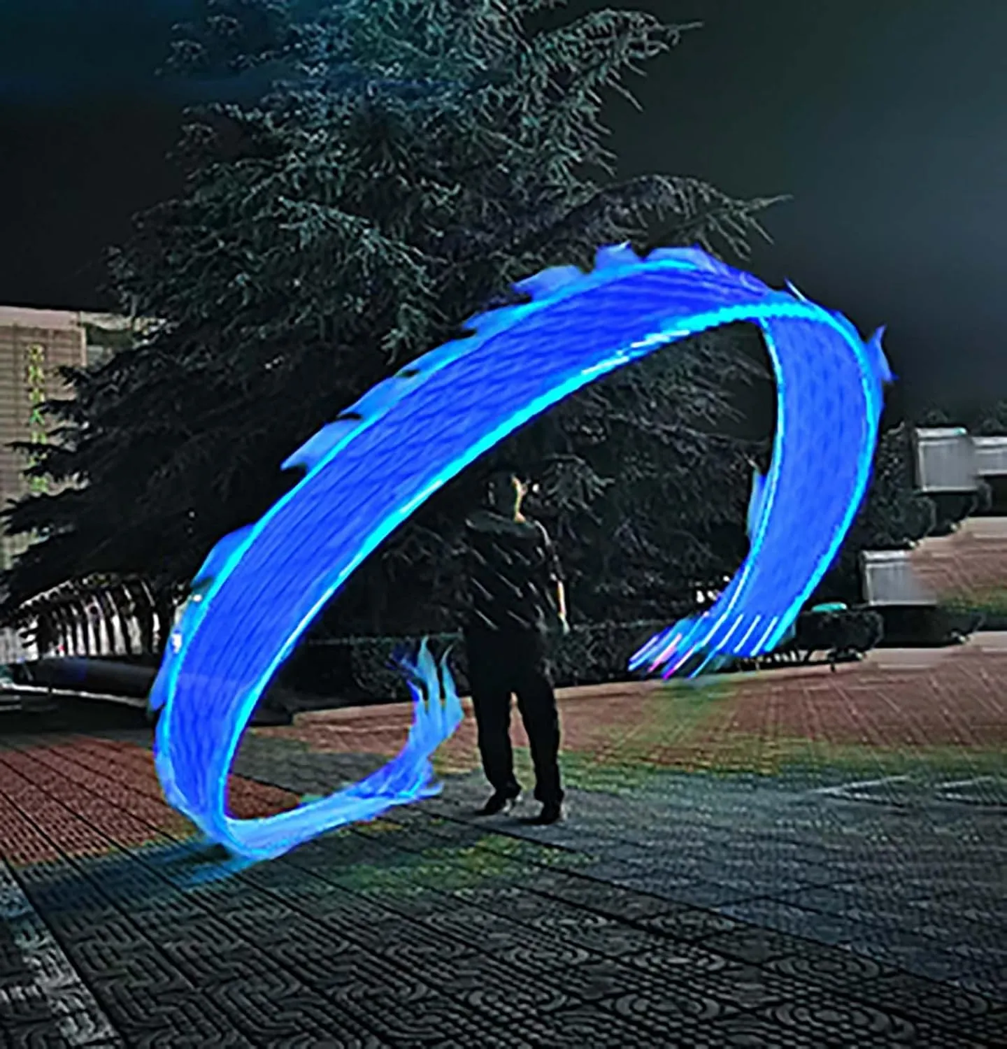CMYUN Dragon Poi 6/8/10m Led Dragon Poi with Lights ＆ Head, Adult Kid Art Dance Ribbon for Fitness Gym, Portable Spinning Streamer Kit with Bag, Flinging Juggling(Blue,Length - 6m/19.5ft)