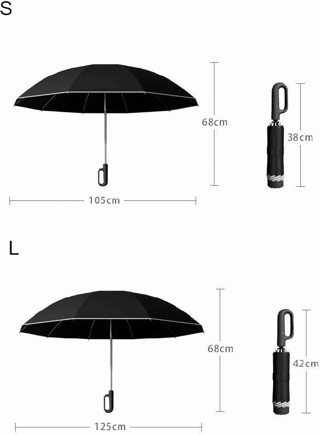 Compact Umbrella for Travel Umbrella with Novelty Carabiner Handle Ring Buckle Windproof Umbrella Reflective Safety Strip Portable Umbrella for Men and Women Automatic Umbrella