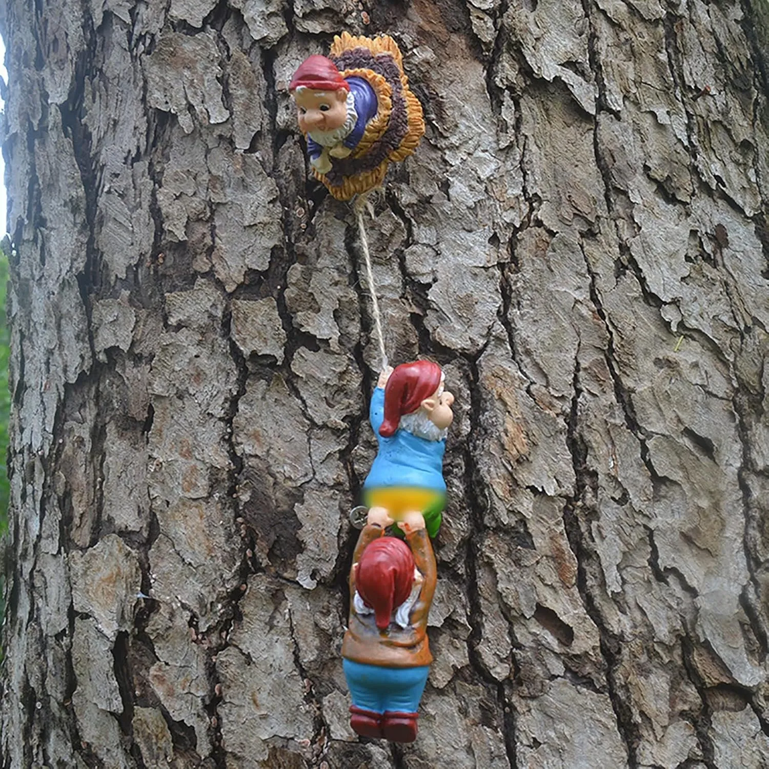 coolboy Climbing Rope Gnomes Garden Statue,Gnom Statue Resin Garden Gnome Tree Hugger Outdoor Decor Accessories,Miniature Figurines Micro Garden Gnome Landscape Figurine for Lawn Balcony Patio