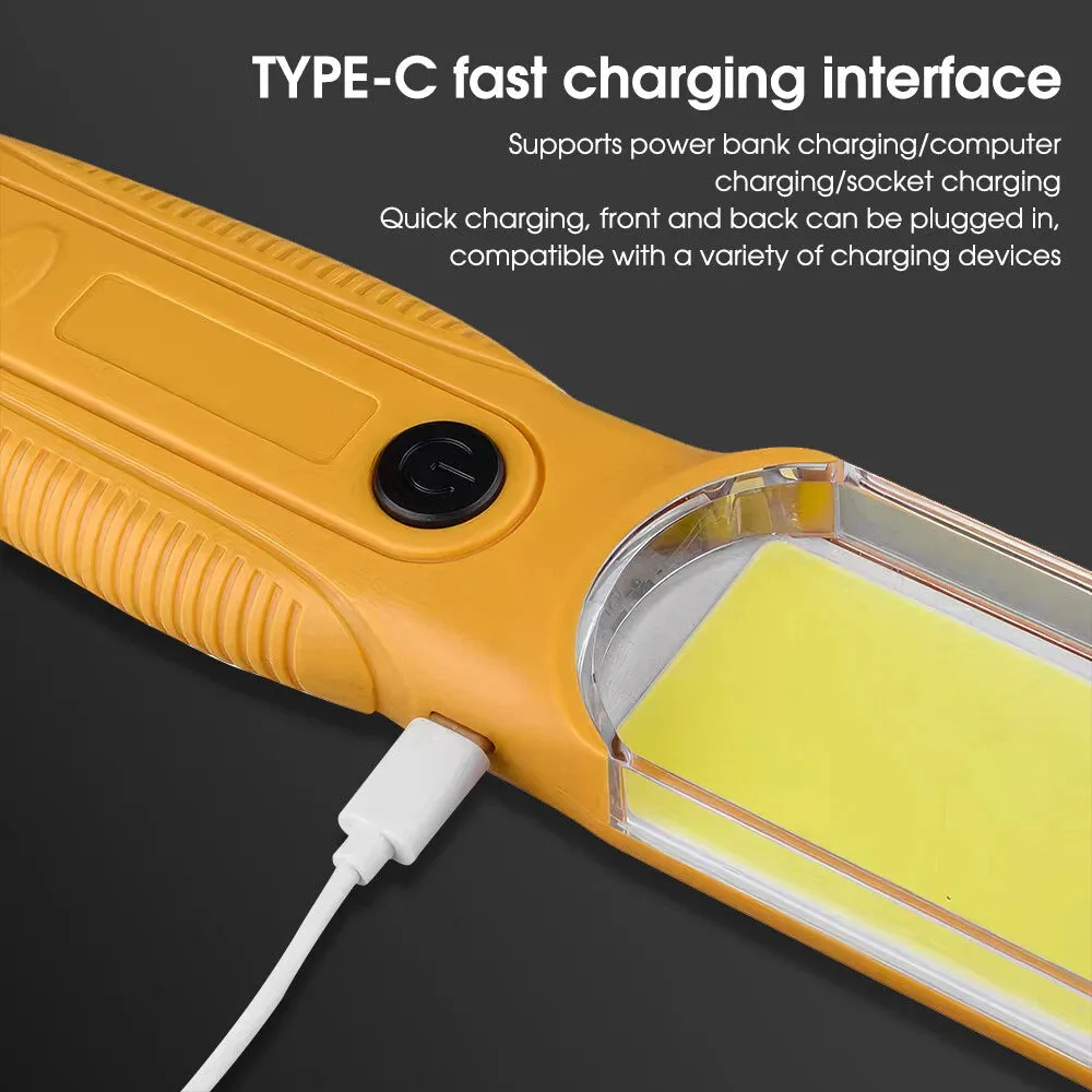 Cordless COB Inspection Torch Lamp Rechargeable LED Magnetic Work Light Yellow