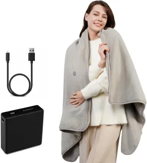 Cordless Heated Blanket with Battery Pack - Large Portable USB Electric Warming Blanket for Home, Camping, Travel - Fast Infrared Heating, Machine Washable
