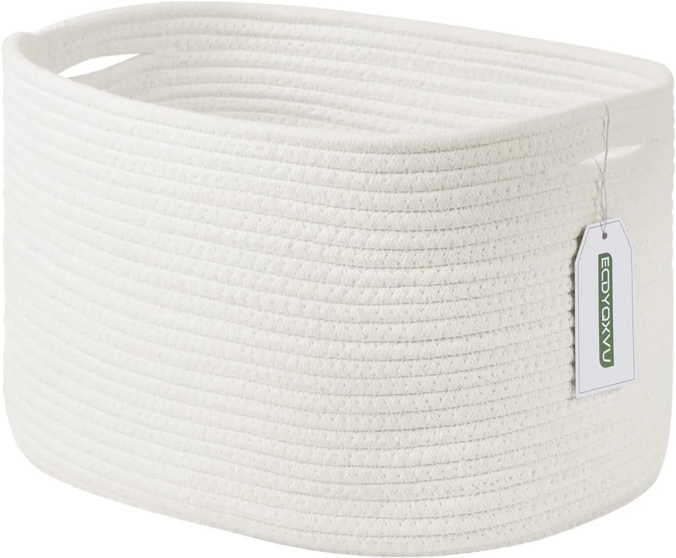 Cotton Rope Storage Basket, 15x10x9 Inches, Woven Basket for Shelves, Clothes, Toys, Towels, Books, and Laundry, Durable and Stylish, White (1 Pack)
