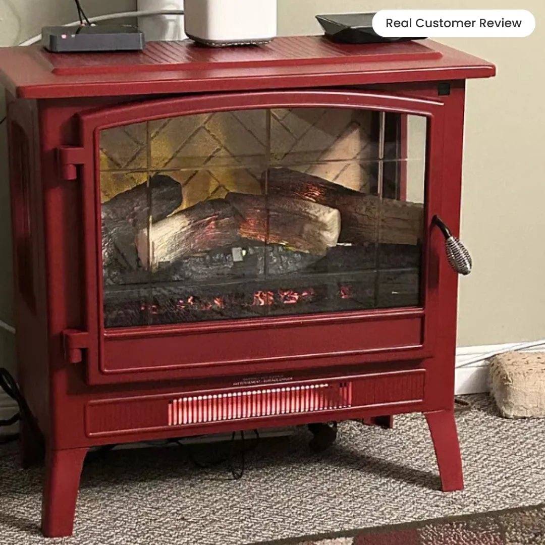 Country Living Deep Red Infrared Electric Fireplace Stove Heater