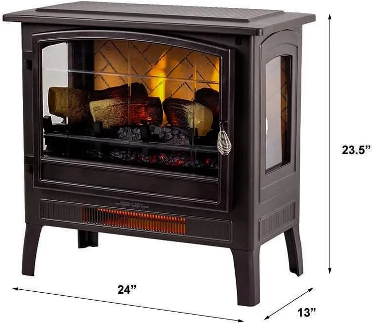 Country Living Infrared Freestanding Electric Fireplace Stove Heater in Bronze | Multiple Flame Colors, Metal Design with Faux Wooden Logs | Alexa/WiFi Enabled - Remote Included