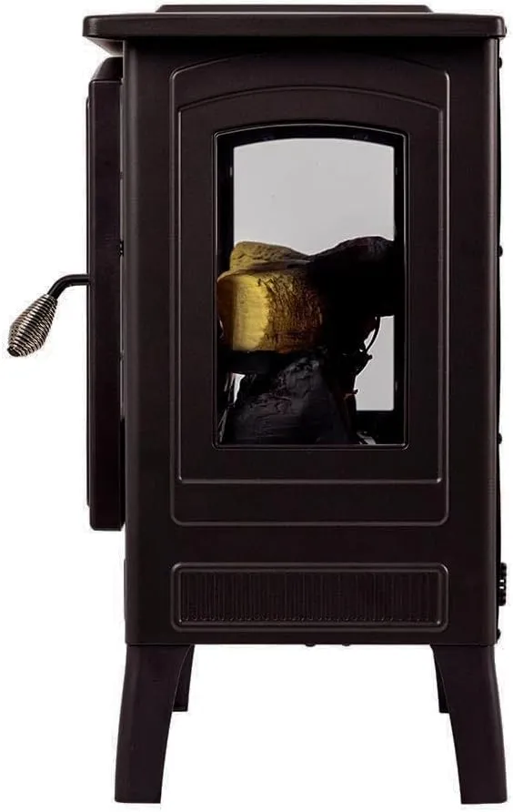 Country Living Infrared Freestanding Electric Fireplace Stove Heater in Bronze | Multiple Flame Colors, Metal Design with Faux Wooden Logs | Alexa/WiFi Enabled - Remote Included
