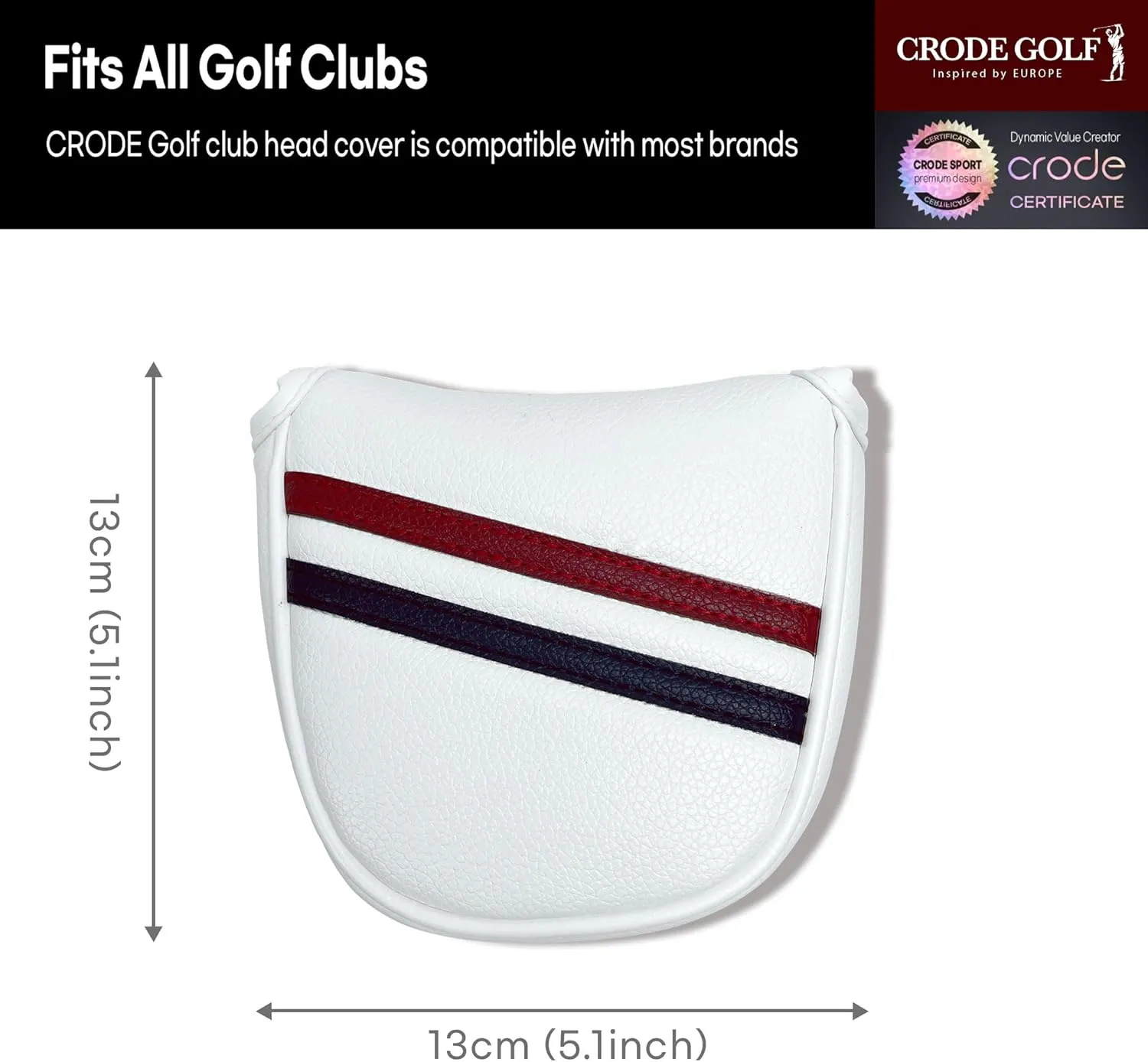 CRODE Golf Club Head Covers Premium Leather for Iron(9pcs/Set), Driver, Fairway Wood, Hybrid, Blade Putter, and Mallet Putter Cover Fit Most Brands